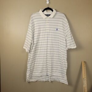 Polo Ralph Lauren Blue‎ White Stripe Classic Fit POLO SHIRT XXL